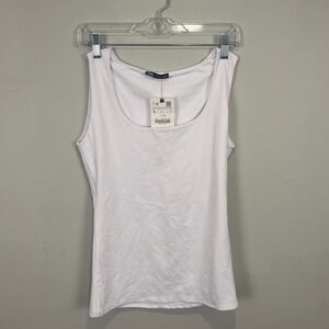 Women's Zara White Tank Top Shirt Casual Size L‎